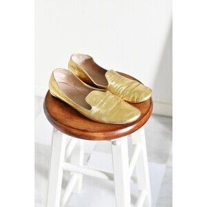 Stuart Weitzman Women's Myguy Loafer Flat Metallic Gold 10 Glam Maximalist